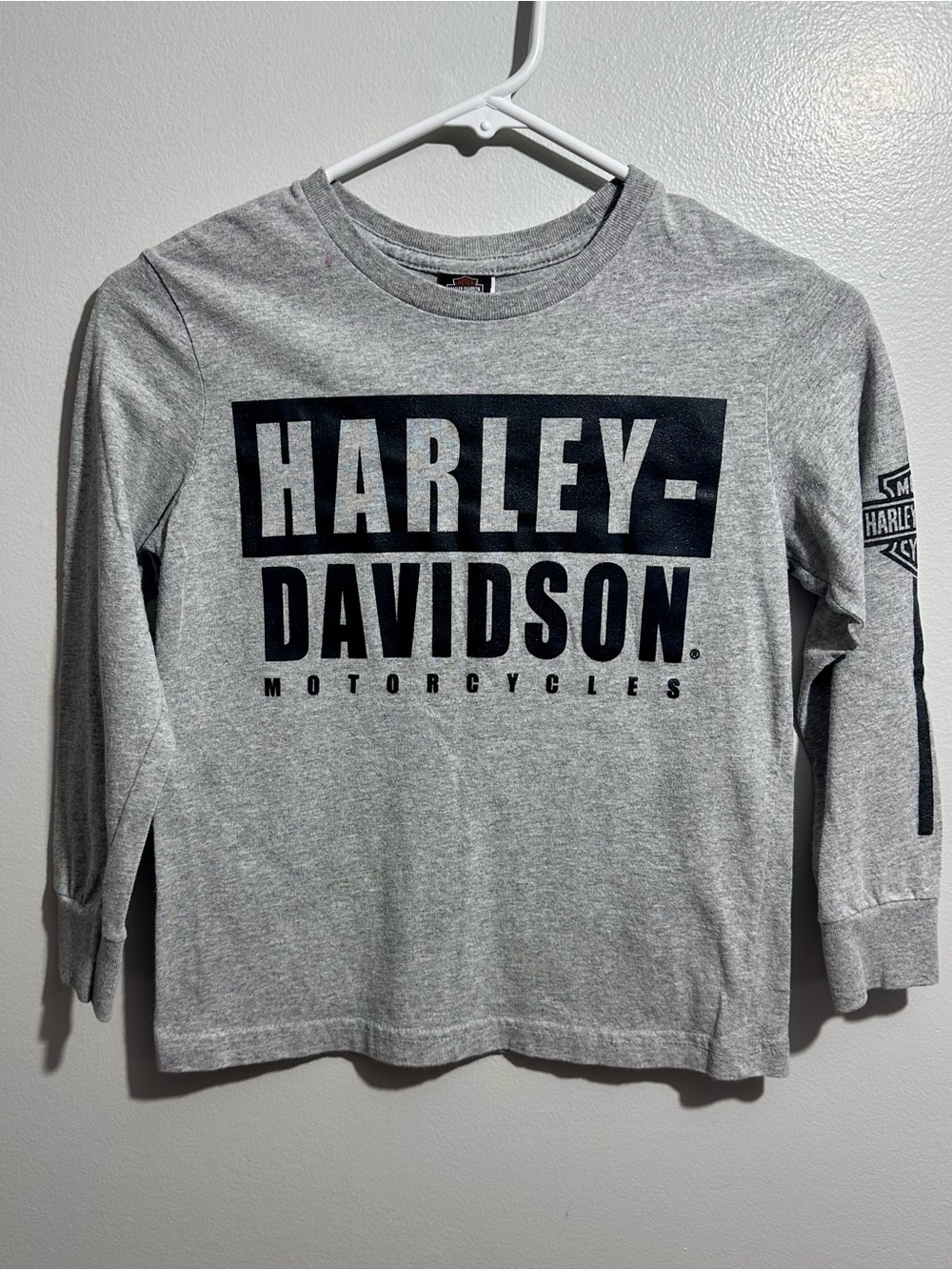 Harley-Davidson Gray Black Long Sleeve Logo Tee Size S (1407)